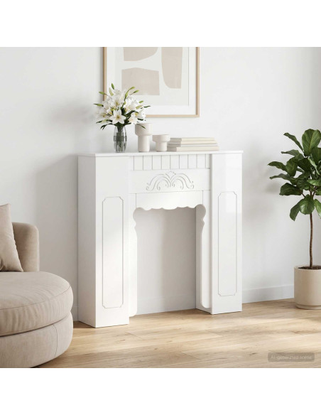 Cornice per camino Bianco Lucido 93 x 20 x 89 cm