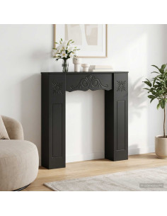 Cornice per camino Nero 102 x 20 x 102 cm Legno ingegnerizzato