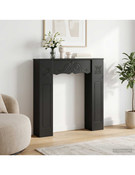 Cornice per camino Nero 102 x 20 x 102 cm Legno ingegnerizzato