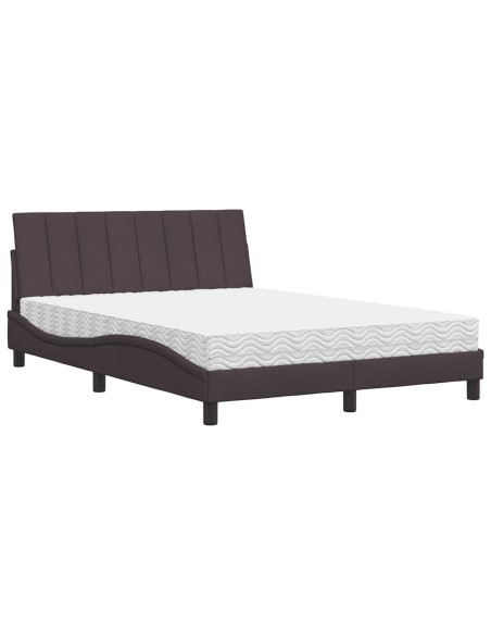 Letto con Materasso Hanko Marrone Scuro 140x200cm Tessuto