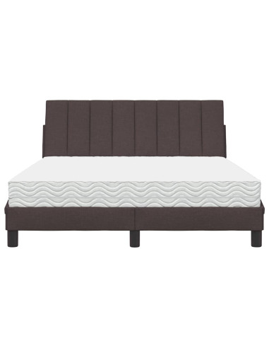 Letto con Materasso Hanko Marrone Scuro 140x200cm Tessuto