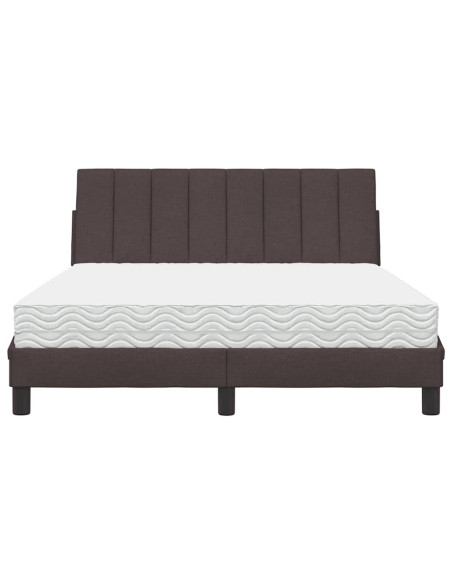 Letto con Materasso Hanko Marrone Scuro 140x200cm Tessuto