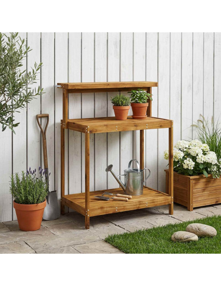 Banco da Giardinaggio Esterno 86,5 x 48,5 x 106 cm Naturale