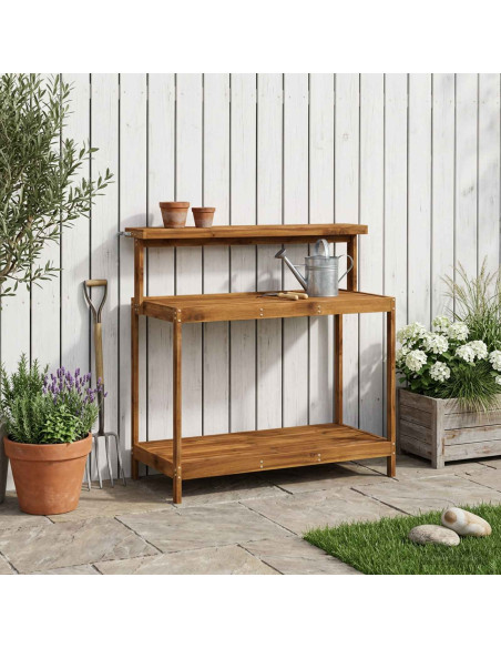 Banco da Giardinaggio Esterno 111,5 x 48,5 x 107 cm Naturale