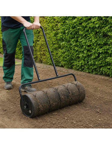 Rullo per prato da giardino con morsetti per aeratori Acciaio