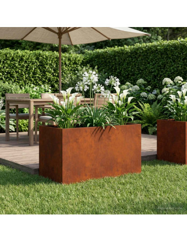 Vaso da giardino Ruggine 80 x 50 x 50 cm Acciaio Corten