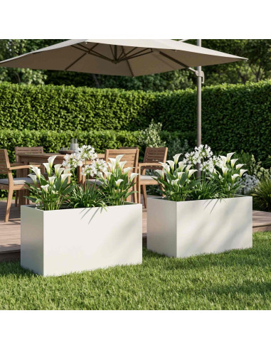 Vaso da giardino 2 pz Bianco 80 x 50 x 50 cm