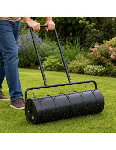 Rullo per prato da giardino con morsetti per aeratori Acciaio