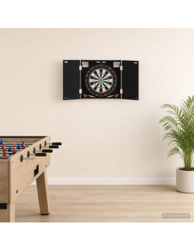 Armadio per Dartboard Rovere Nero 56 x 12 x 53,5 cm
