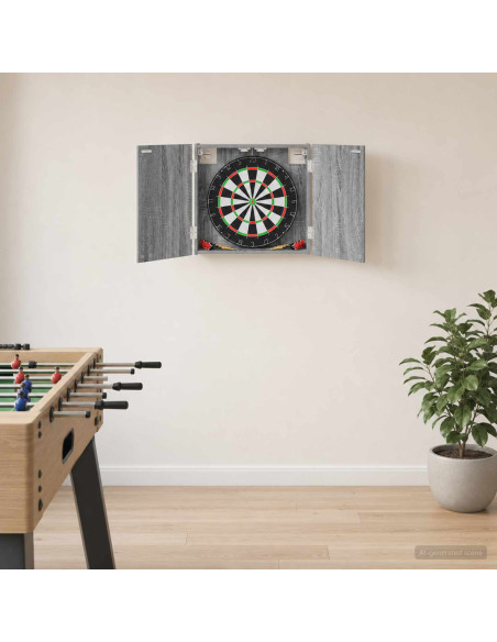 Armadio per Dartboard Sonoma grigio 56 x 12 x 53,5 cm