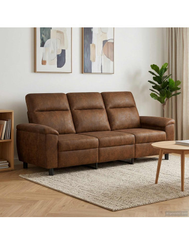 Divano Marrone 214 x 90 x 95 cm Pelle Scamosciata Sintetica