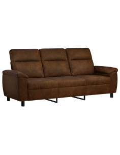 Divano Marrone 214 x 90 x 95 cm Pelle Scamosciata Sintetica 2