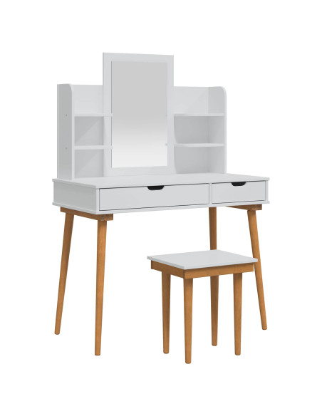 Set Tavolo da Trucco FAUSKE 5 pz Bianco 100 x 50 x 143 cm