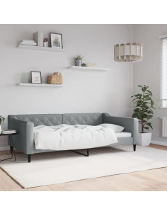 Letto da Giorno Grigio Chiaro 100x190 cm in Tessuto