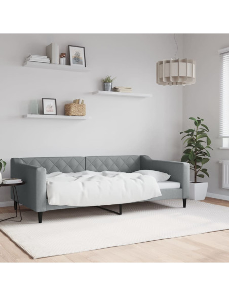 Letto da Giorno Grigio Chiaro 100x190 cm in Tessuto