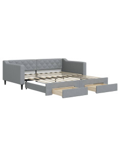 Divano Letto Estraibile Cassetti Grigio Chiaro 100x190 Tessuto 2
