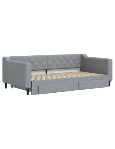 Divano Letto Estraibile Cassetti Grigio Chiaro 100x190 Tessuto