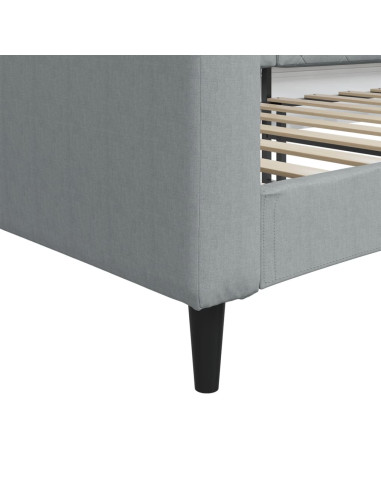Letto da Giorno Grigio Chiaro 100x190 cm in Tessuto