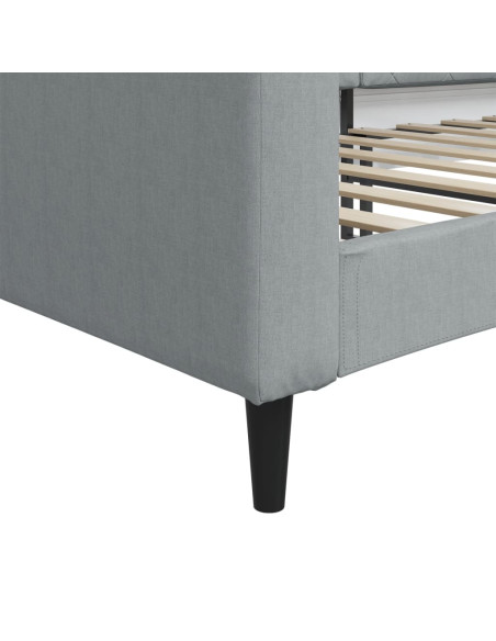 Letto da Giorno Grigio Chiaro 100x190 cm in Tessuto