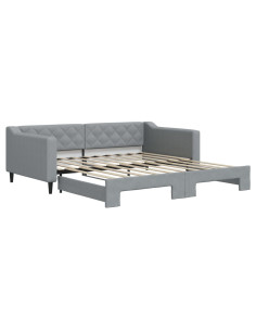 Divano Letto con Letto Estraibile Grigio Chiaro 100x190 Tessuto 2