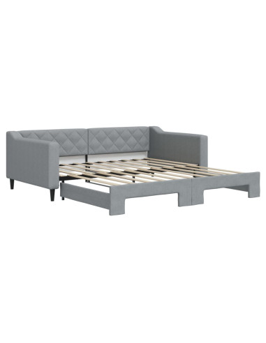 Divano Letto con Letto Estraibile Grigio Chiaro 100x190 Tessuto