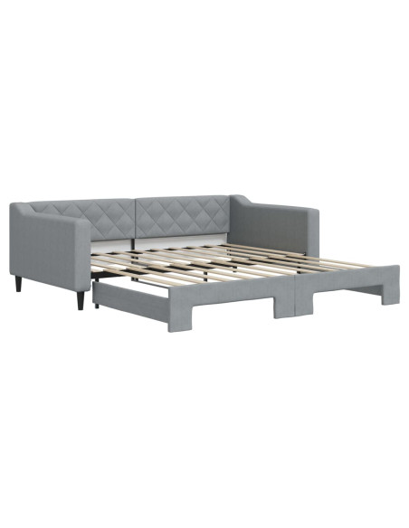 Divano Letto con Letto Estraibile Grigio Chiaro 100x190 Tessuto