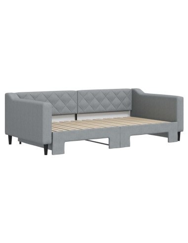 Divano Letto con Letto Estraibile Grigio Chiaro 100x190 Tessuto