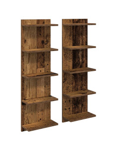 Scaffale da parete 2 pz Legno antico 30 x 15 x 100 cm 2