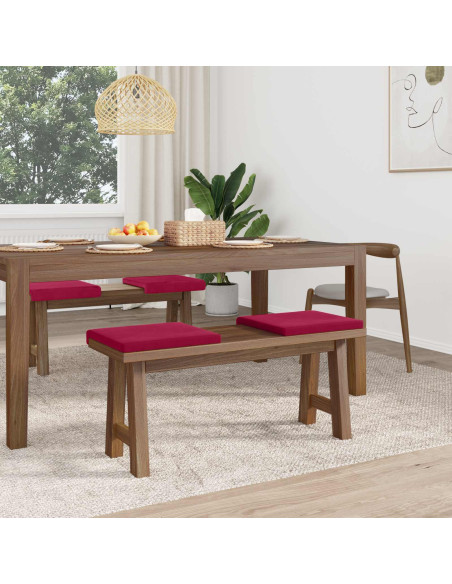 Cuscino per panchina 4 pz Velluto Rosso Vino Profondità 35 cm