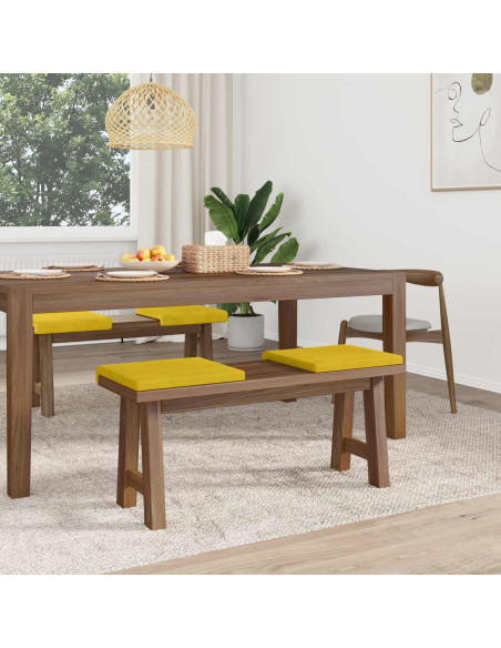 Cuscino per panchina 4 pz Velluto Giallo Profondità 35 cm