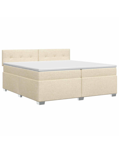 Letto box spring con materasso Crema 200 x 200 cm Tessuto
