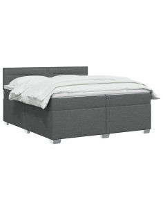 Letto box spring con materasso Grigio Scuro 200 x 200 cm 2