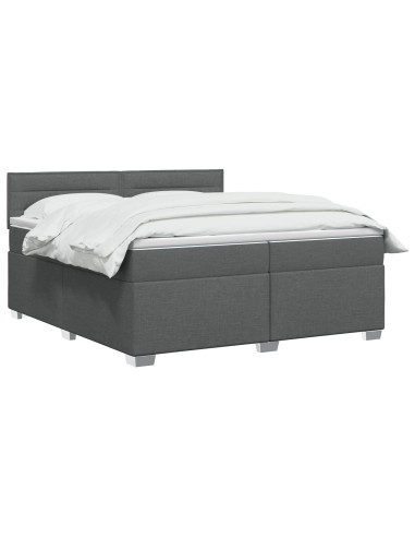 Letto box spring con materasso Grigio Scuro 200 x 200 cm