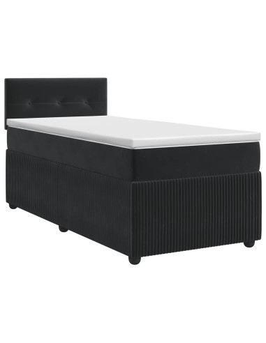 Letto box spring con materasso Nero 90 x 200 cm Velluto