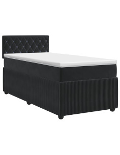 Letto box spring con materasso Nero 90 x 200 cm Velluto