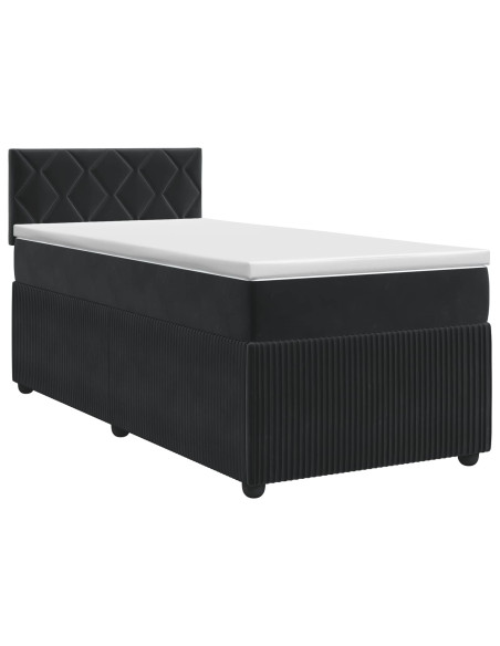Letto box spring con materasso Nero 90 x 190 cm Velluto