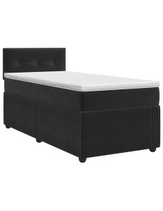 Letto box spring con materasso Nero 90 x 190 cm Velluto