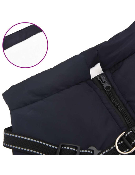 Cappotto Cani Imbracatura Impermeabile Riflettente Blu Navy L52