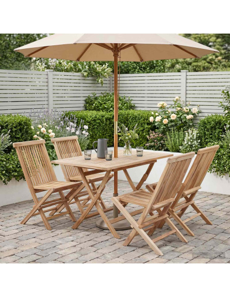 Set di Mobili da Giardino 5 pz Naturale Legno di teak solido