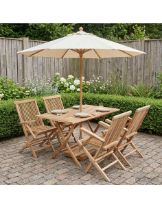 Set di Mobili da Giardino 5 pz Naturale Legno di teak solido