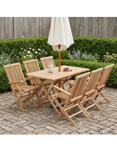 Set di Mobili da Giardino 7 pz Naturale Legno di teak solido