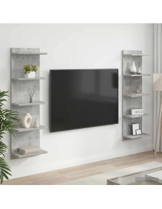 Scaffale da parete 2 pz Grigio Cemento 30 x 15 x 100 cm