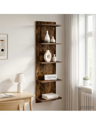 Scaffale da parete Rovere Fumo 30 x 15 x 100 cm