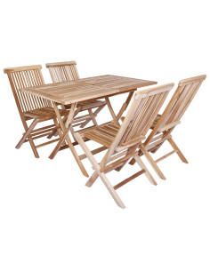 Set di Mobili da Giardino 5 pz Naturale Legno di teak solido 2