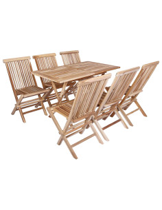 Set di Mobili da Giardino 7 pz Naturale Legno di teak solido 2