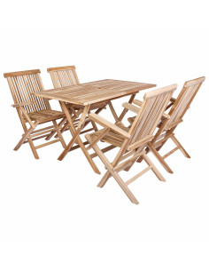Set di Mobili da Giardino 5 pz Naturale Legno di teak solido 2