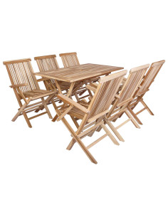 Set di Mobili da Giardino 7 pz Naturale Legno di teak solido 2