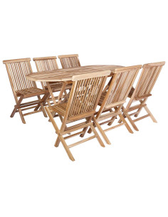 Set di Mobili da Giardino 7 pz Naturale Legno di teak solido 2