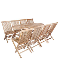 Set di Mobili da Giardino 9 pz Naturale Legno di teak solido 2