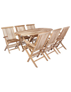 Set di Mobili da Giardino 7 pz Naturale Legno di teak solido 2